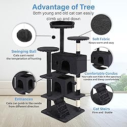 FDW Cat Tree 54in Cat Tower Multi-Level Durable Cat
