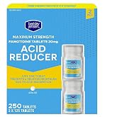 berkley jensen Maximum Strength Famotidine 20 mg, Acid Reducer Tablets, Relieves Meal-Induced Heartburn &amp; Acid Indigestion Symptoms, All-Day Heartburn Prevention &amp; Relief, 125 Count (Pack of 2)
