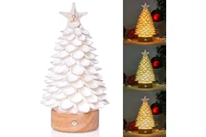 OOOFAYE Sea Shells Christmas Tree Handmade Crafts Tabletop Shells Christmas Tree with LED Light, for Christmas & Beach Decoration, Party Birthday Gift, Home Decor, Collectible Figurines Christmas Tree