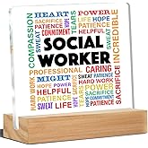 Social Worker Gifts for Women Men, Social Worker Sign Acrylic Desk Plaque Sign Home Office Decoration 4 x 4 Inches