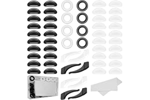 YIEYOSD Fit for RayBan Wayfarer Eyeglass Nose Pad,Fit for Ray-Ban Meta Wayfarer/Headliner/Skyler Smart Glasses Retainers Sets,40Pack Adhesive Glasses Nose Pads+8 Round Ear Grips+8 Glasses Temple Tips Sleeve.