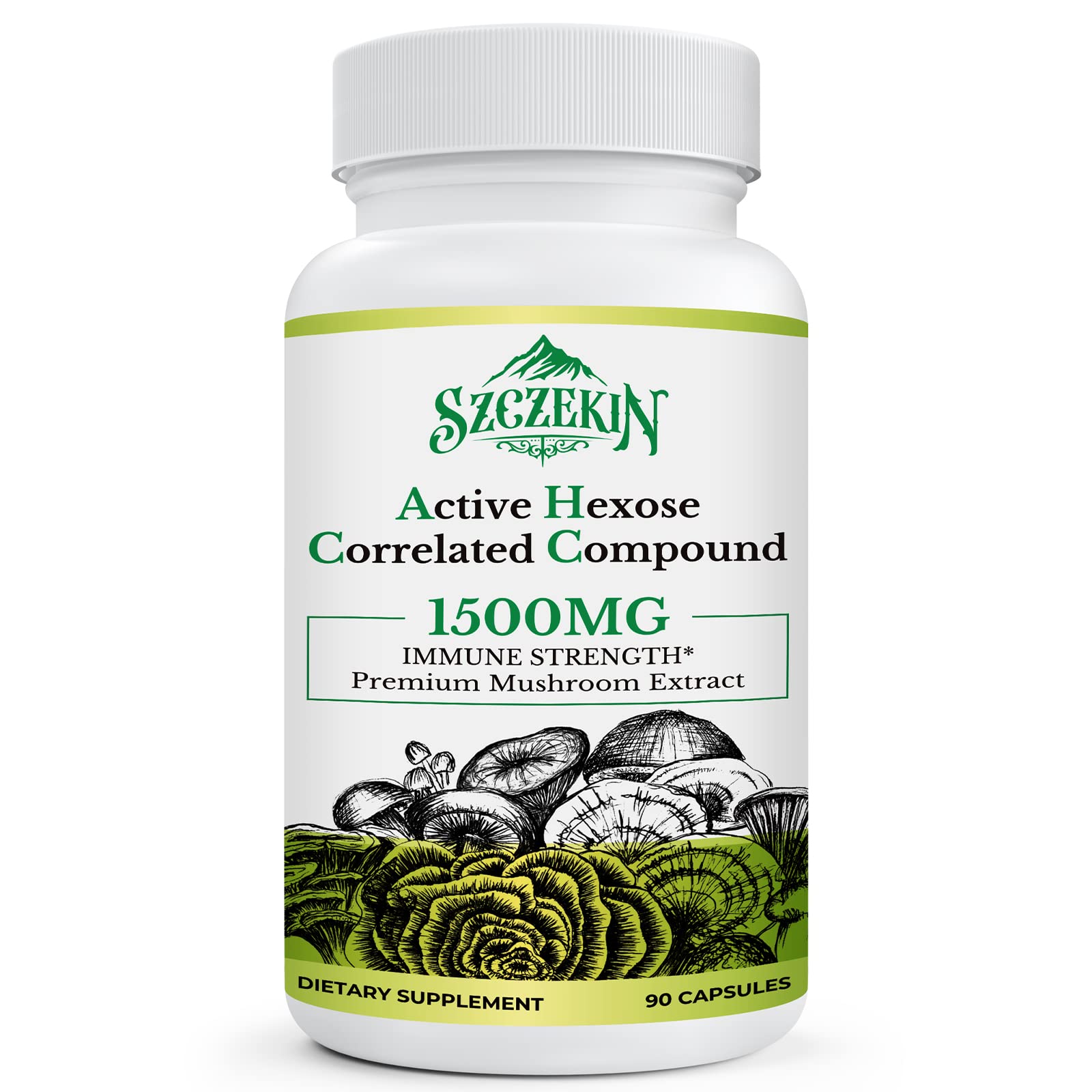 SZCZEKIN Active Hexose Correlated Compound 1500 mg Supplement 90 Capsules Bundle with 2000mg Liposomal Mushroom Complex Drops 30 Servings