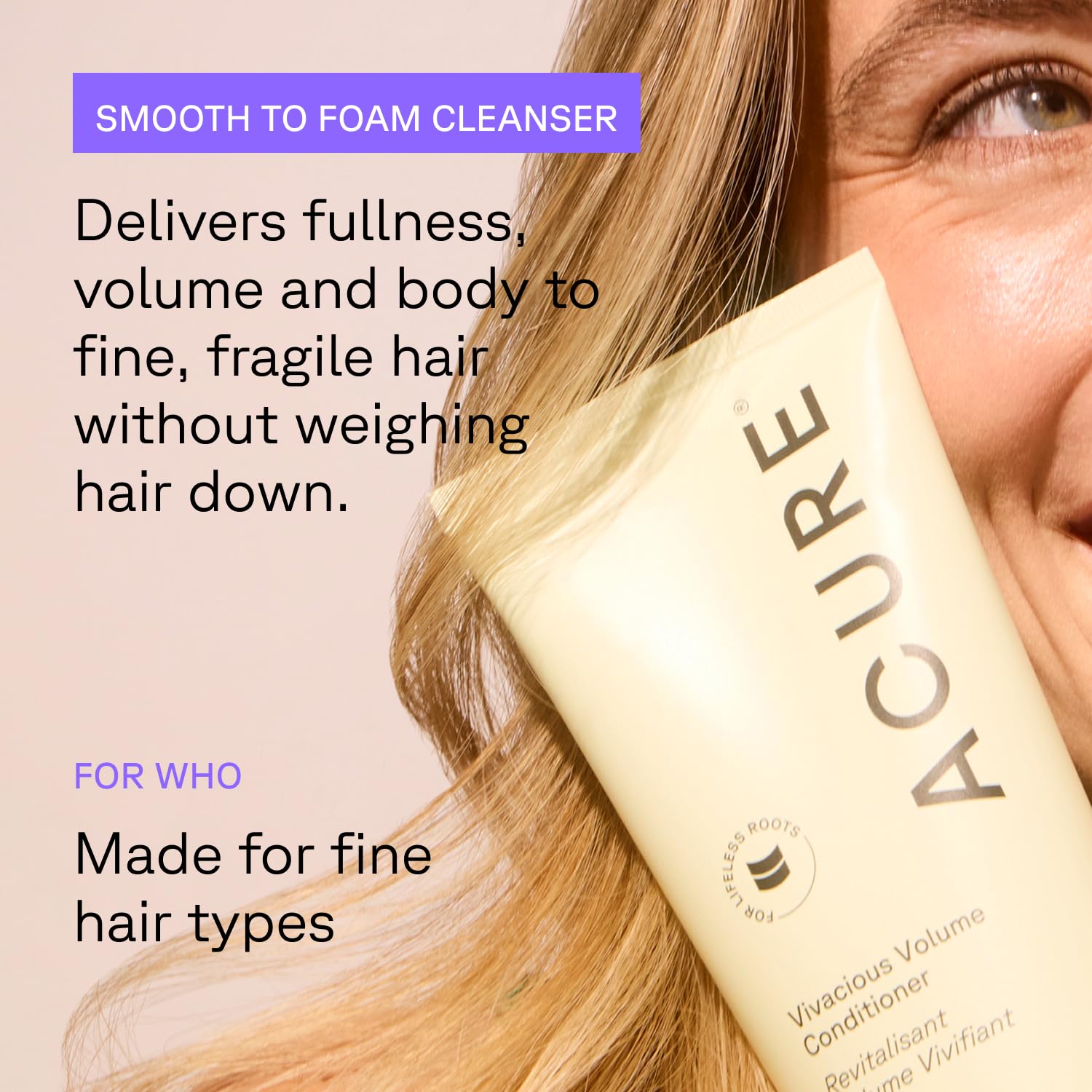 Acure Vivacious Volume Conditioner | Mint & Echinacea Volume Regimen | Lift and Nourish Fine, Fragile Hair | for Fullness and Body | 8 Fl Oz