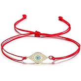 WISTIC Evil Eye Bracelets Adjustable Charm Lucky Protection Spiritual Kabbalah Red/Black String Thread Bracelet Anklet with Infinity/Cross/Hamsa/Heart/Butterfly Jewelry for Women.