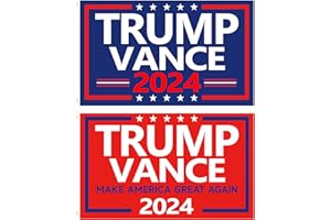 WENWELL Donald Trump and JD Vance 2024 Flags 3x5 Ft,Make America Great Again Trump Vance '24 Presidential Campaign Banners flag for car Boat Outdoor,2-Pack,1 Blue & 1 Red Flag with 2 Brass Grommets Each