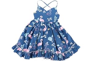 bebeone Toddler Vintage Floral Girls Strap Dress Summer Casual Cotton Tea Party Beach Sundress