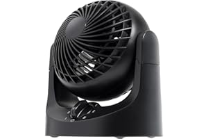 IRIS USA WOOZOO Desk Fan, Air Circulator, 3 Speeds, 32ft Max Air Distance, 112° Adjustable Tilt, 27.5db Quiet Motor, Small Fan for Bedroom, Office, Dorm, Black