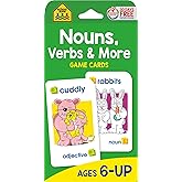 School Zone Nouns, Verbs &amp; More Game Cards: 56 Cards, Kindergarten, 1st Grade, Grammar, Early Reading, Parts of Speech, Word-Picture Association, Sentence Structures, Ages 6+