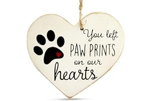 AULDHOME DESIGN AuldHome Pet Memorial Christmas Ornament, Wooden Heart-Shaped Cat/Dog Bereavement Gift