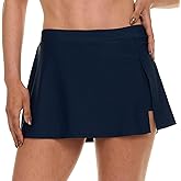Reebok Womens Swim Skirt with Shorts Liner, Swim Skorts for Women Swimwear, Sporty Athletic Bathing Suit Skirt Bottoms