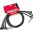 Miracle Sound Guitar Cable 3 Feet for Pedalboard Effects with Right Angle Plug Ideal Electric Guitar and Bass Livewire Guitar Patch Cable 3-Pack