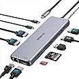 USB C Docking Station 3 Monitors USB C Hub Laptop Dual Monitor Multiport Adapter Dock Dongle,USB C to 2 HDMI,DisplayPort,PD Charging,Ethernet,7 USB C/A 3.1/3.0/2.0 Ports,Audio for Dell/HP/Lenovo