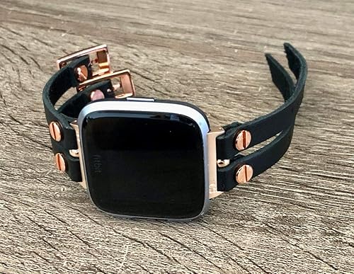 fitbit versa rose gold black band