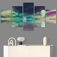 SIGNWIN 5 Panel Canvas Wall Art Modern Art Coastal Colorful Multicolor Photography Romantics Sunset for Home Decorations Ready to Hang - 60