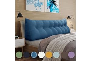 WOWMAX Headboard Wedge Pillow King Triangular Headboard Pillow Bed Wedge Pillow for Headboard Wedge Pillow Headboard for Daybed Bunk Bed Large Bolster Pillow for Bed with Removable Cover, Blue