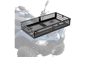 KEMIMOTO ATV Front Cargo Basket, ATV Front Rack Basket with Steel Mesh Surface, ATV Luggage Carrier Compatible with Grizzly F