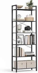 VASAGLE 6-Tier Bookcase Shelving Unit Ebony Black Ink Black LLS062B56