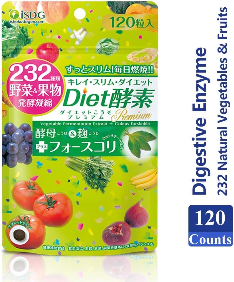 ISDG Diet Enzyme - Dietary Digestive Enzyme Supplements for Fat-Burning&Decomposition, Support Nutrient Absorption - Vegan and Gluten-Free. 120 Pills