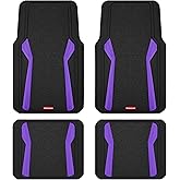 Rubbermaid Car Floor Mats Full Set,Premium Heavy Duty All-Weather Car Mats– Rugged Rubber with Brushed Aluminum Inserts, Universal Trim-to-Fit, Anti-Slip Backing for Cars, SUVs, Trucks & Vans - Purple