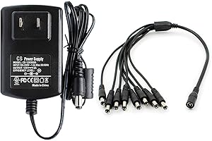 ANVISION AC to DC 12V 3A 36W Power Supply Adapter with 1 to 8 Way Splitter Cable 5.5x2.1mm for Led Light Strips NVR DVR CCTV 