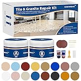 FENFANDAS Tile and Granite Repair Kit, Marble Porcelain Stone and Quartz Countertops Repair Kit for Chips Dents Cracks Holes Scratch, Fix Chipped Edges Corners, Reattaches Missing Pieces