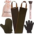 4 Pack Self Tanning Mitt Applicator Kit, with Self Tanner Mitt, Self Tan Back Applicator, Exfoliating Glove, Flat Top Face Tanner Brush, Tan mit for Self Sunless Tanner (brown)