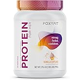 FoxyFit Protein for Her, Vanilla Cupcake Whey Protein Powder with CLA and Biotin for a Healthy Glow (1.85 lbs)