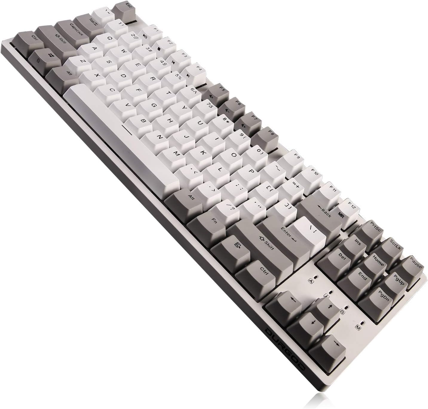 DURGOD Mechanical Gaming Keyboard with Cherry MX Speed Silver Switch USB C Interface Tenkeyless 87 Keys PBT Keycaps (Anti-Ghosting) for Gamer(White)