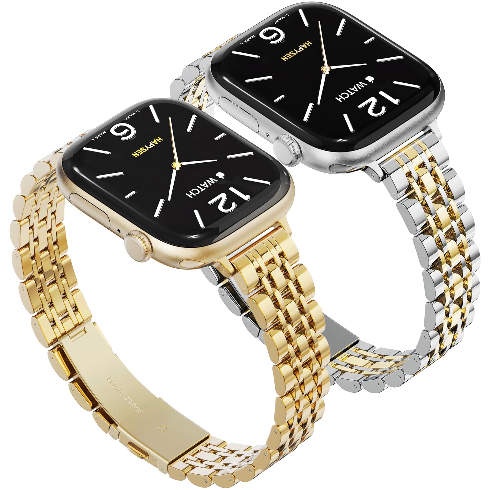 Slim Metal Band Compatible with Apple Watch Bands for Women, Series 11/10/9/8/7/6/5/4/3/2/1/SE, 42mm (S11/10),41/40/38mm Stainless Steel Bracelet, Gold & Silver/Gold