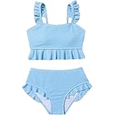 Floerns Girl's 2 Piece Bathing Suit Ruffle Trim Summer Bikini Swimsuit