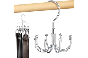 Rotatable Belt Hanger-Belt Hanger for Closet with 8 Claws, Space Saving Belt Organizer, Belt Holder for Belt, Tie, Scarf, Pur