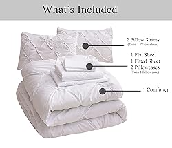 LANE LINEN White Bed Comforter Set King Size, 7