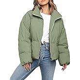 WHN Women Puffer Jacket Coat Winter Quilted Outerwear 2025 Trendy Long Sleeve Puffy Warm Casual Outfit