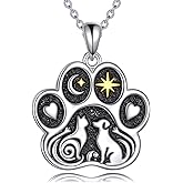 925 Sterling Silver Dog Cat Paw Print Necklace Puppy Pet Pendant Necklaces Animal Jewelry Gift for Women Cat Dog Lovers, 18"+2"