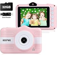Kids Camera, Digital Camera for Kids Gifts, Camera for Kids 3-10 Year Old 3.5 Inch Large Screen with 32GB SD Card, SD Card Reader, 2019 Upgraded (Pink)