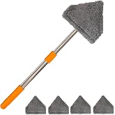 Windshield Cleaner Tool, Car Window Squeegee with 4 Reusable Microfiber Pads, 13"-16.7" Telescopic Extendable Handle, 180&deg; Rotating Glass Cleaner for Auto Interior, Shower Glass, Household Windows