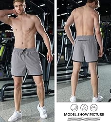 Aolesy Men’s 2 in 1 Running Shorts 5 Inch Workout