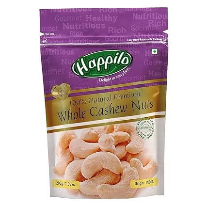 HappiloPremium100% Natural Whole Cashews, 200g (Pack of 5)