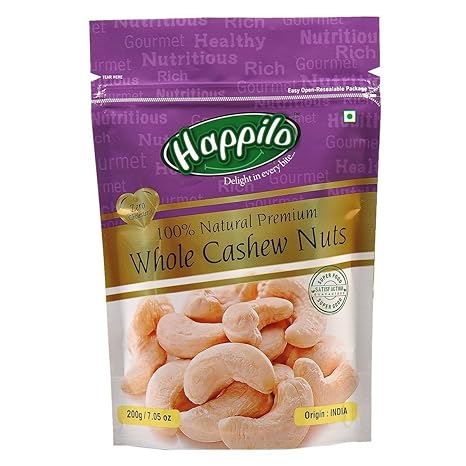 Happilo 100% Natural Premium Whole Cashews, 200g