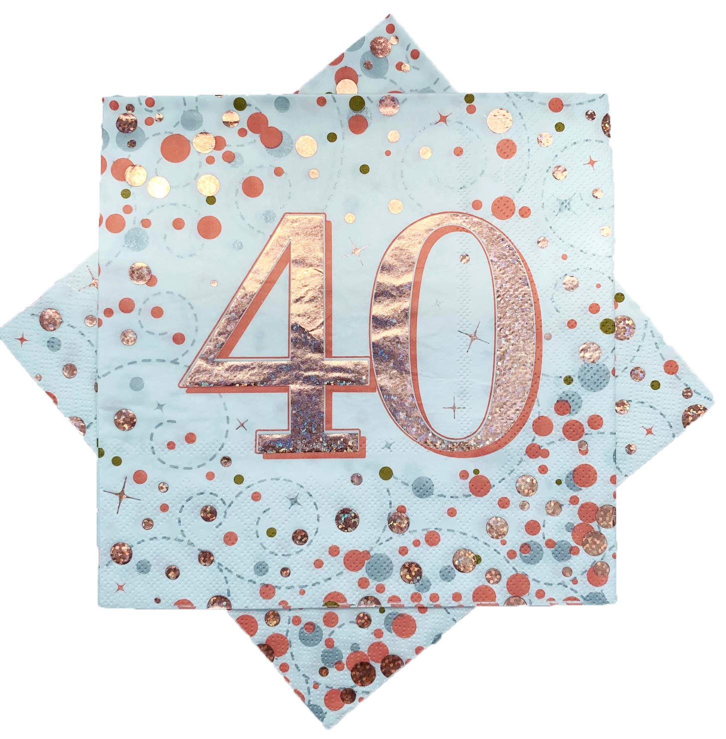 Oaktree Sparkling Fizz 40th Rose Gold 33cm x 33cm 3-ply Napkins 16pcs