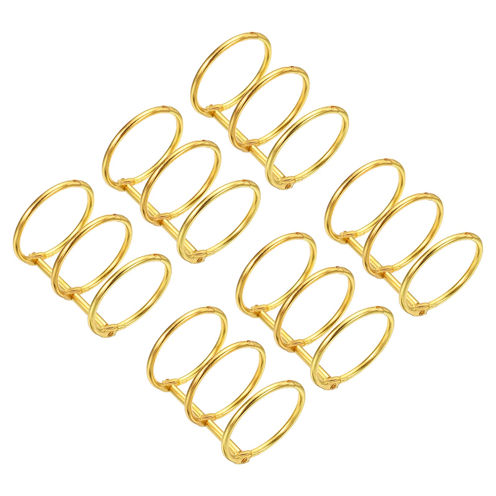 PATIKIL 1.18" Dia 3-Rings Book Rings, 6 Pack Metal Binder Rings Loose Leaf Ring Detachable for Office Desk Calendar Photo Album, Gold Tone