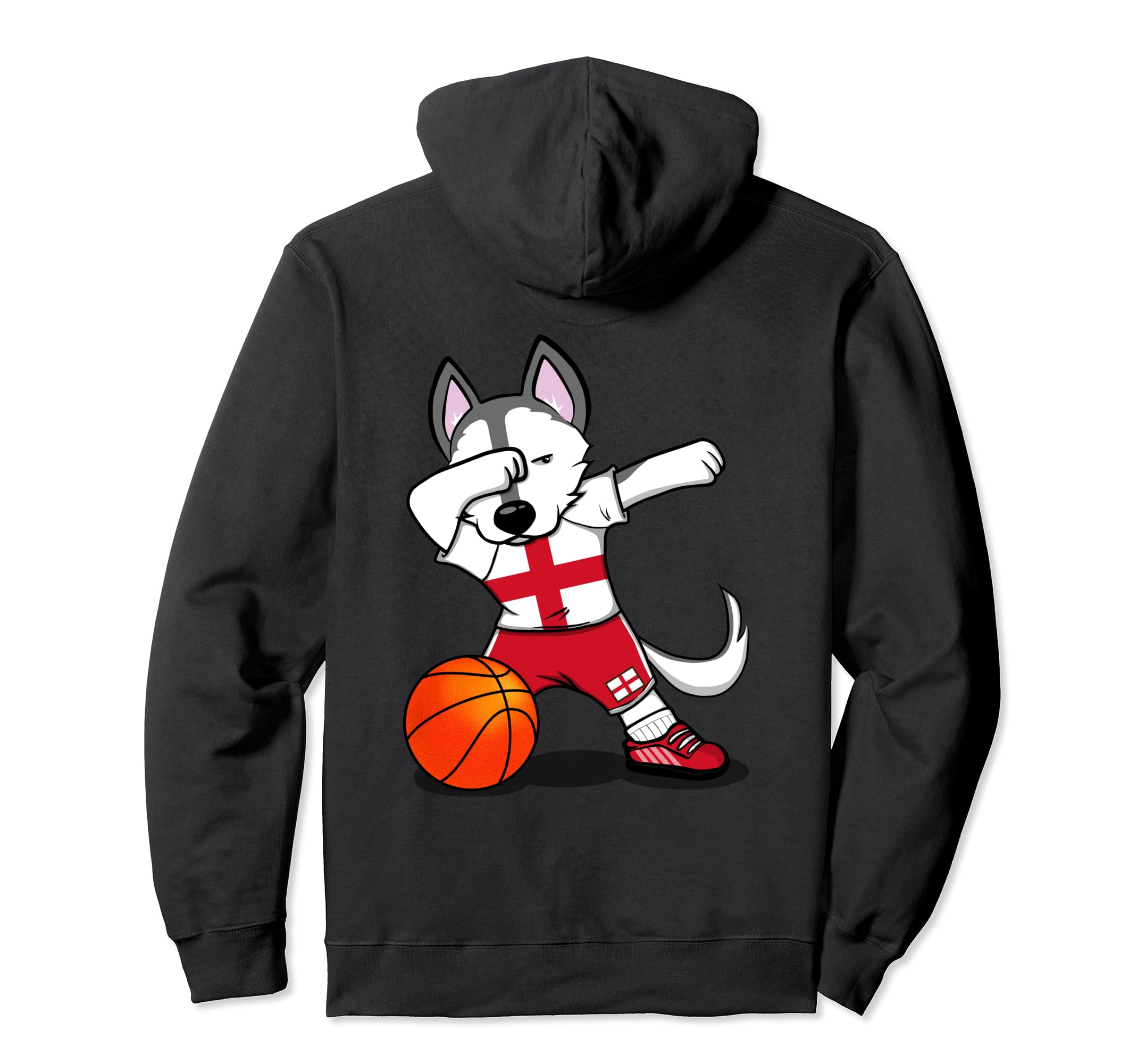 Dabbing Husky England Basketball Fans Jersey English Flag Pullover Hoodie