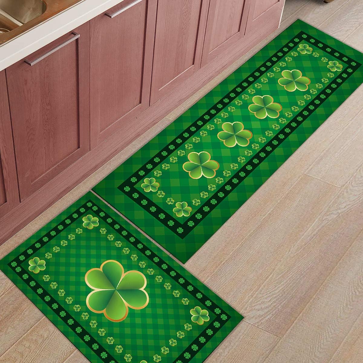 FAMILYDECOR 2 alfombras de cocina y felpudos antideslizantes de goma