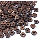 Craftdady 100pcs 8mm Coconut Beads Flat Round Natural Coconut Beads Loose Spacer Beads Coconut Brown Bracelet Beads Mini Handmade Craft Beads for DIY Earring Necklace Jewelry Making