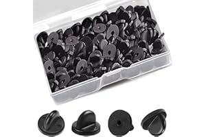 SXDMHYB 100 Pcs PVC Rubber Butterfly Clutch Backings Holder - Tie Tacks Keepers, for Replacement Uniform Badge Brooch Tie Hat Lapel Pin, Enamel, Needleless, Black