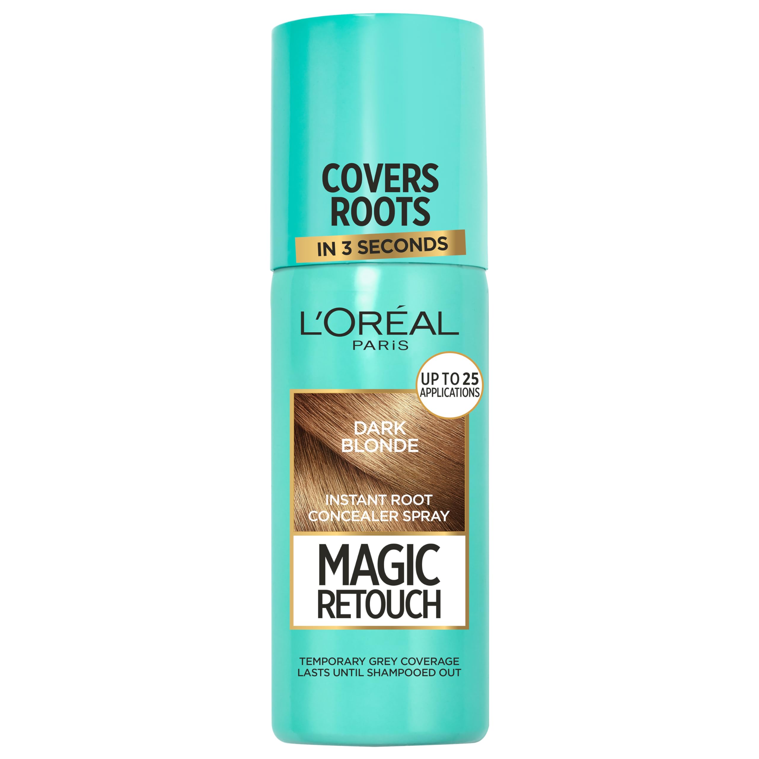 L'Oréal Paris Dark Blonde Magic Retouch Hair Colour Root Concealer Spray (75ml), Instant 100% Grey Coverage & Flawless Blend, Quick & Easy Application