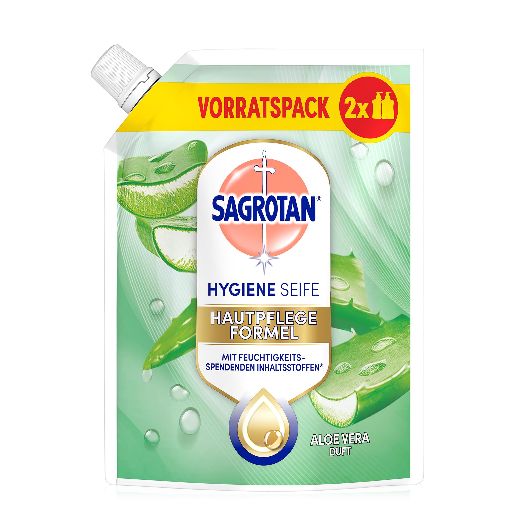Sagrotan Handseife Nachfüller Aloe Vera – Feuchtigkeitsspendend und stark gegen Bakterien – 6 x 500 ml Handseife 2