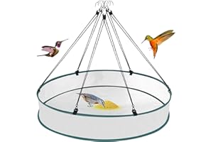 VEEVIIY 24 Inch Large Bird Seed Catcher Tray for Hanging Bird Feeder Platform, Birds Feeder Trays with Adjustable Hanging Hoop for Outdoor Garden Lawn