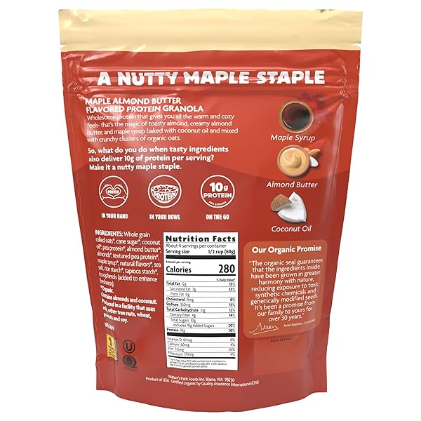 NATURE’S PATH ORGANIC MAPLE ALMOND BUTTER PROTEIN GRANOLA, 10 OUNCE (PACK OF 1)