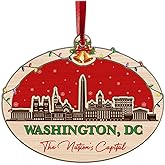 Washington DC Skyline Ornament, Washington D.C. Cityscape Christmas Ornaments, US Urban Landmark Souvenirs for Travel Enthusiasts City Lovers Souvenir Keepsake for Travelers